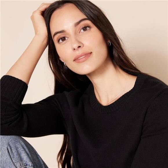 Womens Cotton Crewneck Sweater Long Sleeve Pullover Soft Lightweight Plus Size - Picture 4 of 7